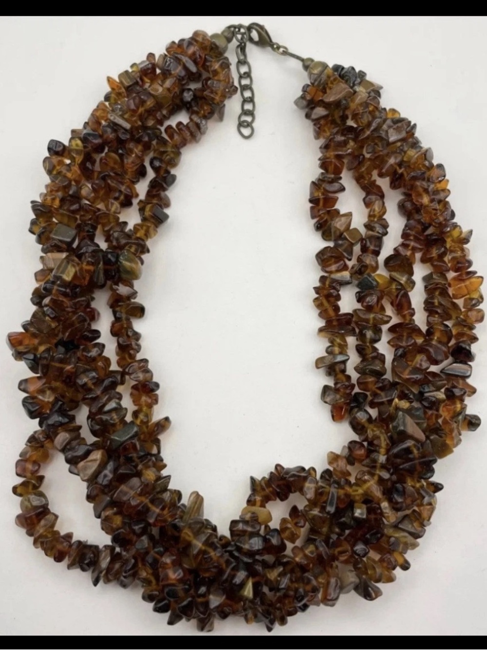 Retired Silpada N0920 Amber Chip Multi Strand Necklace Boho